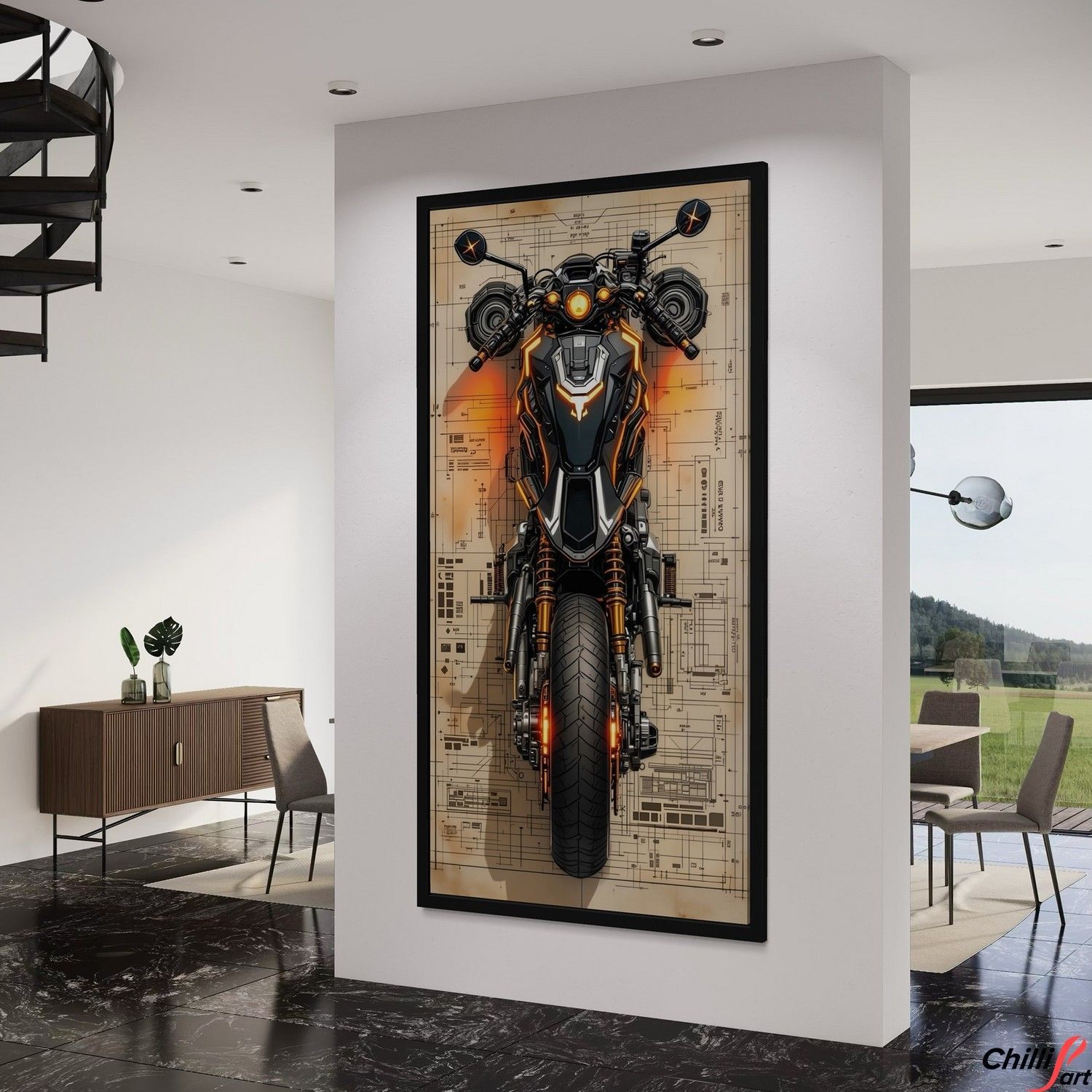 Картина Voltage Blueprint - 40х80 см - БЕЗ РАМКИ