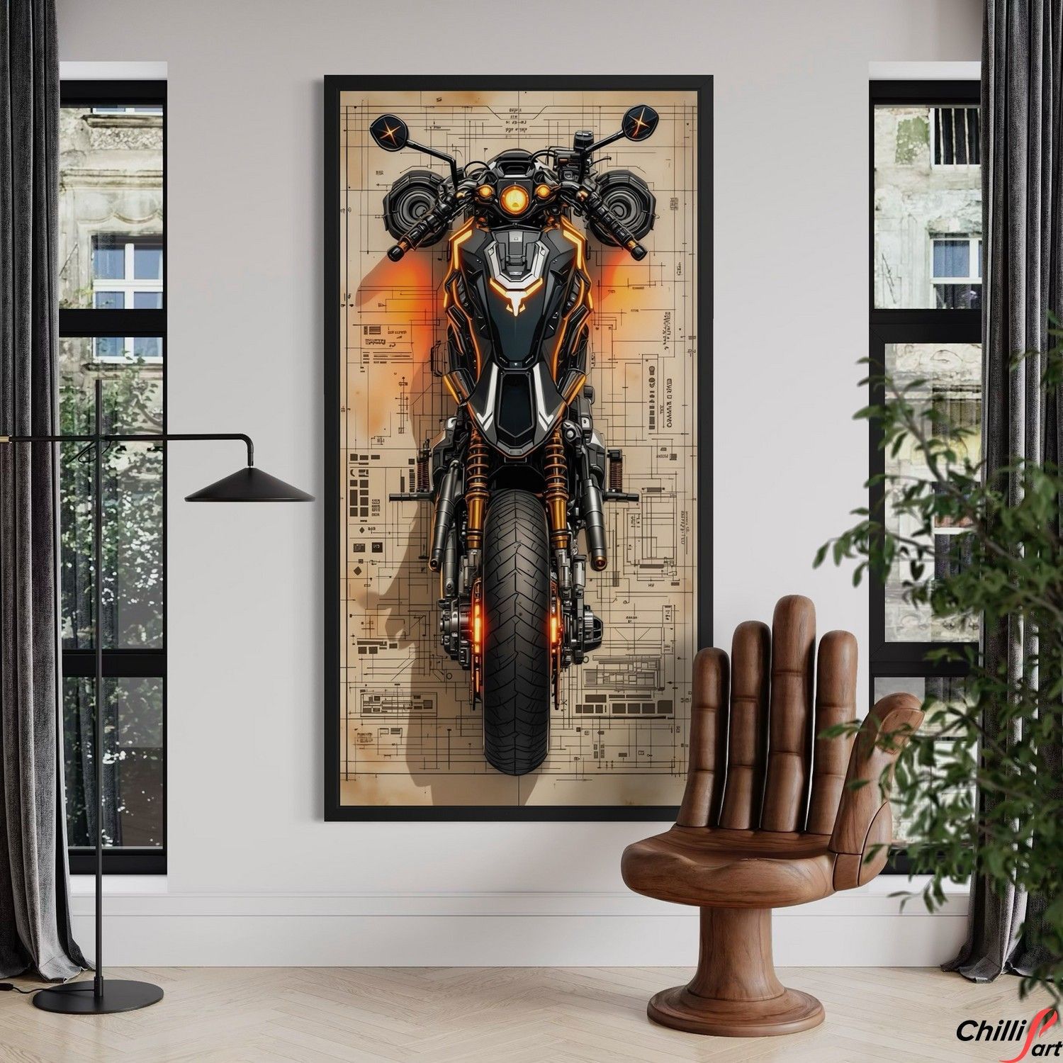 Картина Voltage Blueprint - 40х80 см - БЕЗ РАМКИ