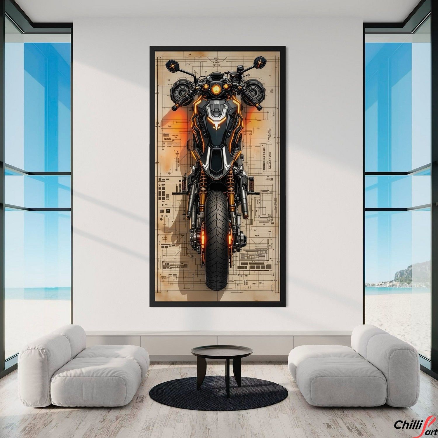 Картина Voltage Blueprint - 40х80 см - БЕЗ РАМКИ