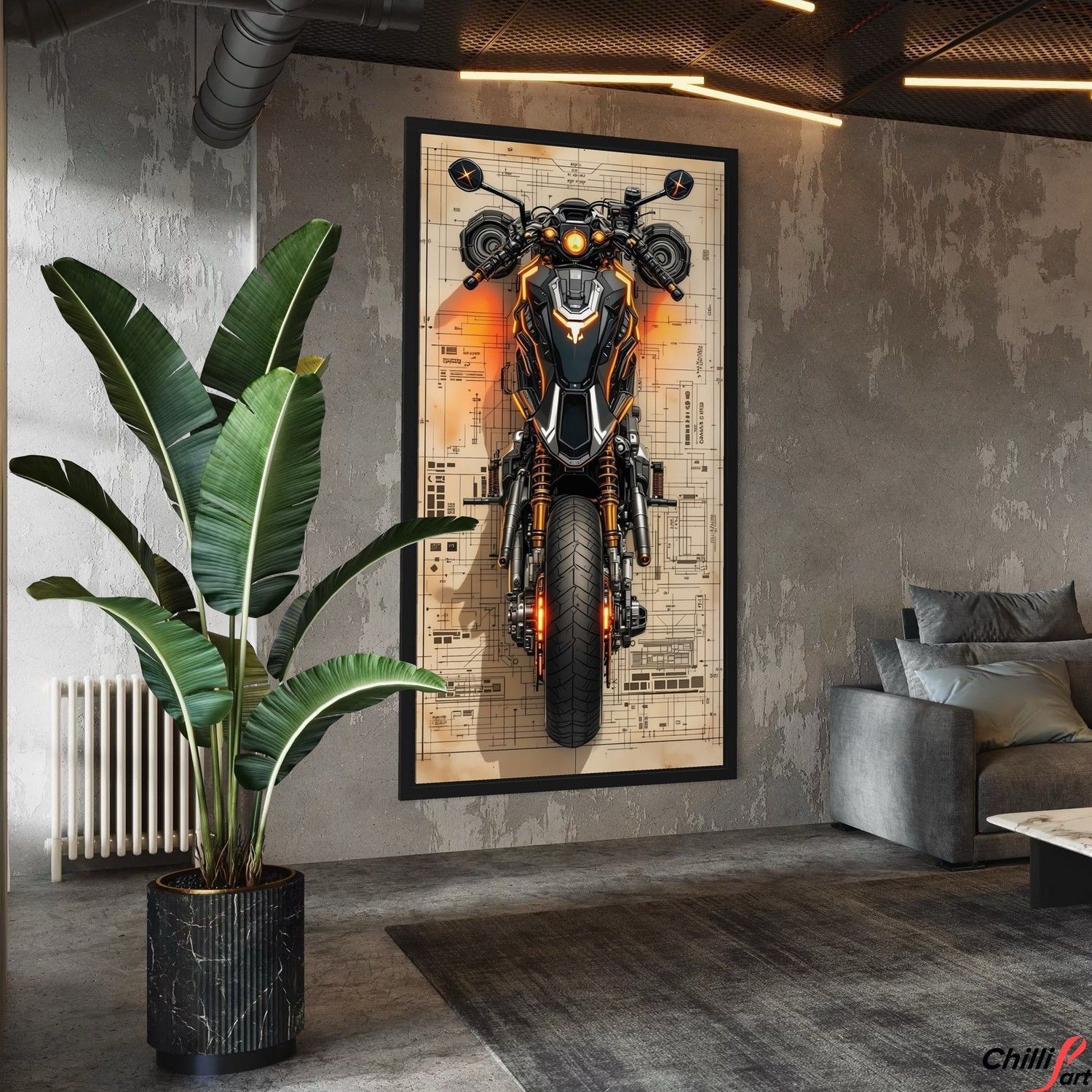 Картина Voltage Blueprint - 40х80 см - БЕЗ РАМКИ