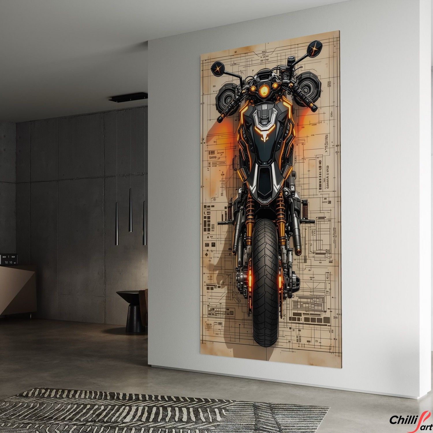 Картина Voltage Blueprint - 40х80 см - БЕЗ РАМКИ