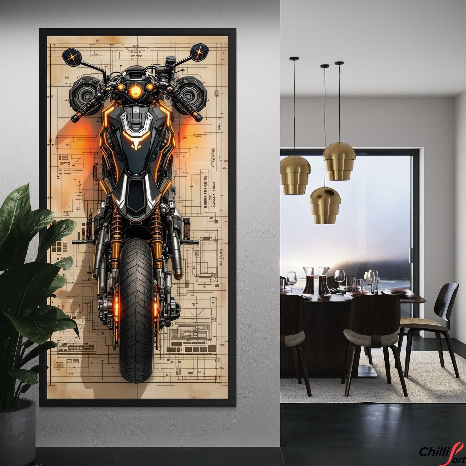 Картина Voltage Blueprint - 40х80 см - БЕЗ РАМКИ