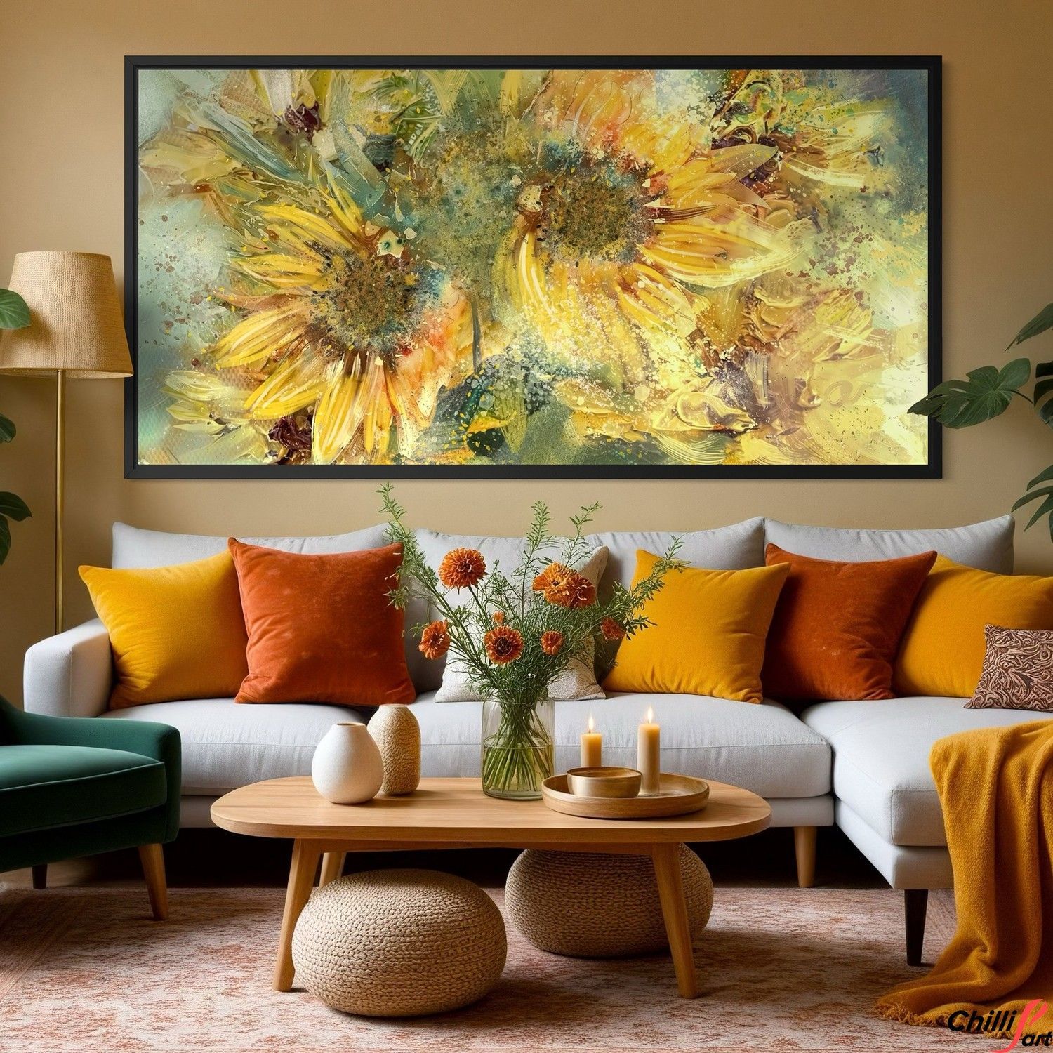Картина Textured Sunflower Field