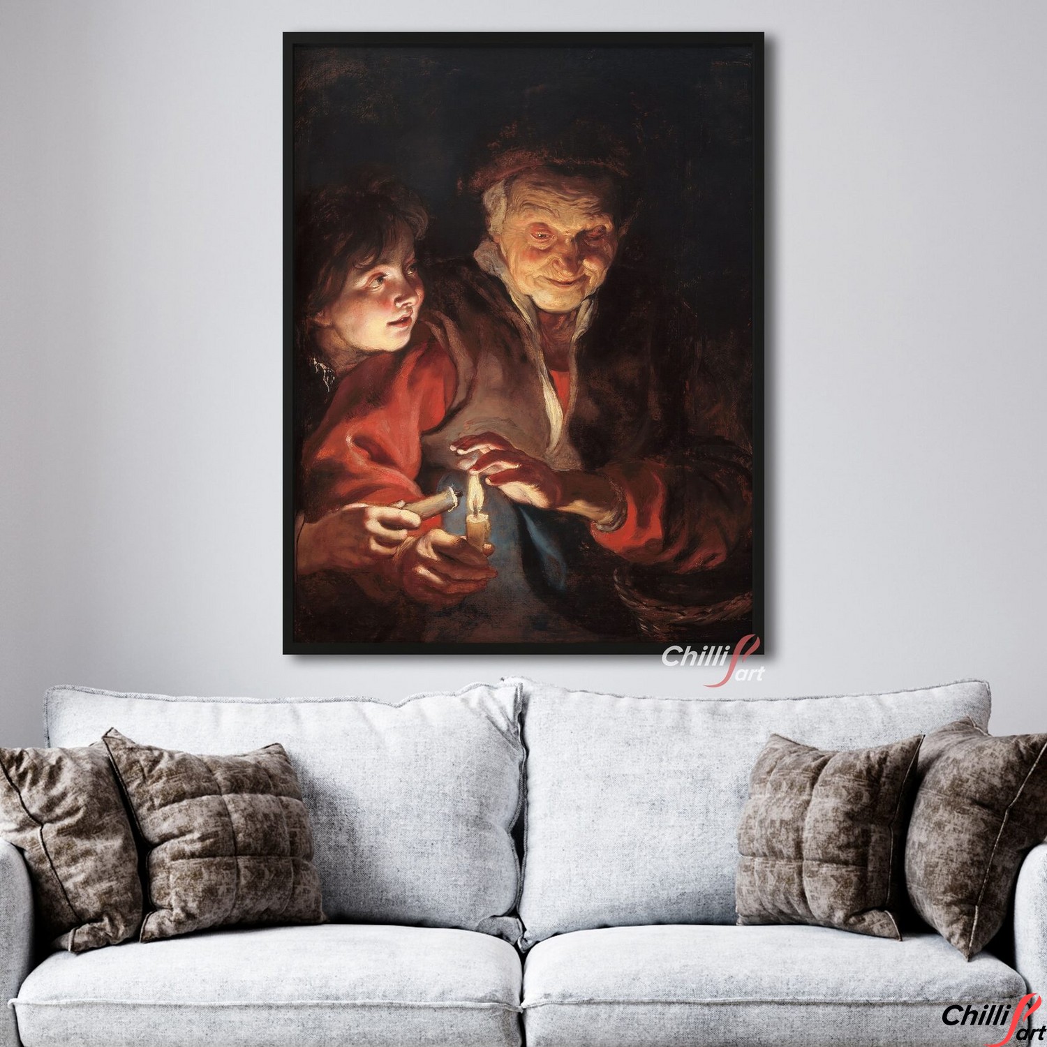 Картина Старушка и мальчик со свечами