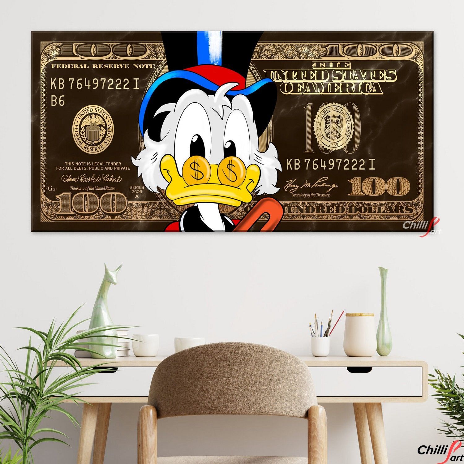 Картина 100$ gold scroodge