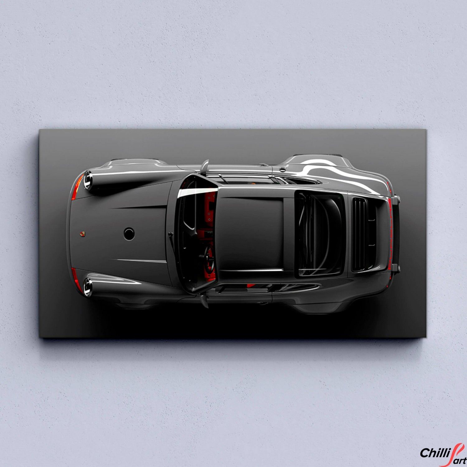 Картина Grey Porsche 911 - 40х80 см - БЕЗ РАМКИ