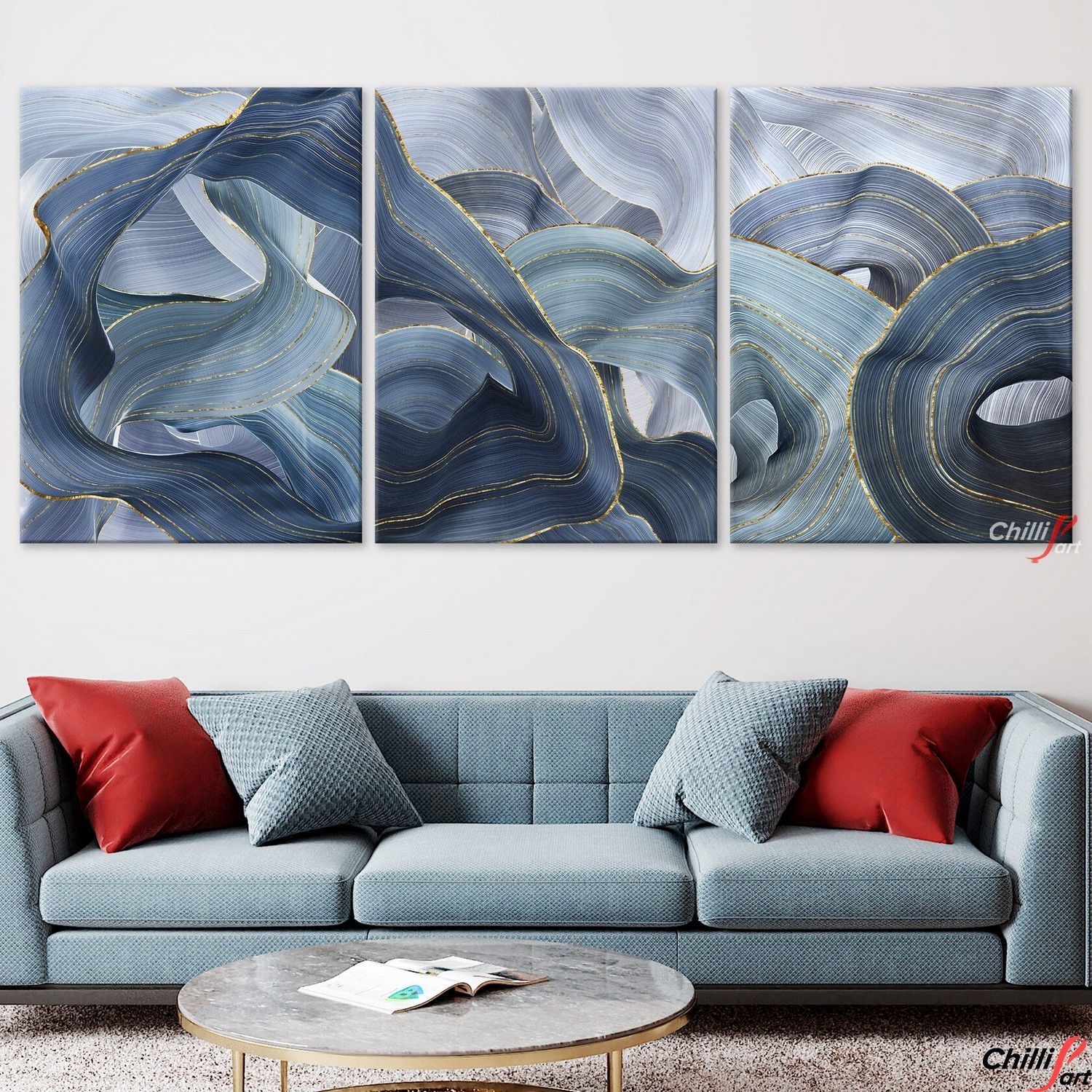 Картина Golden Blue Abstract