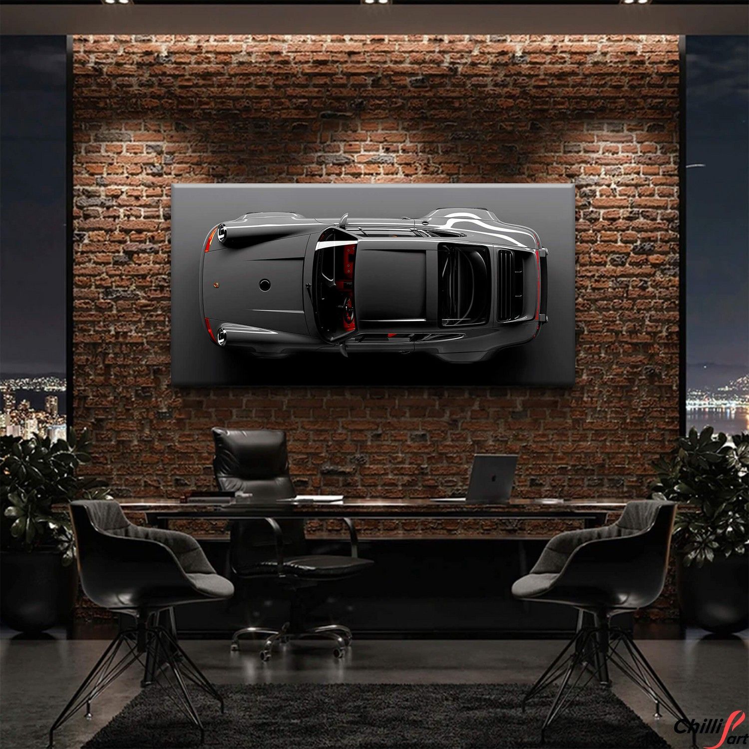 Картина Grey Porsche 911 - 40х80 см - БЕЗ РАМКИ