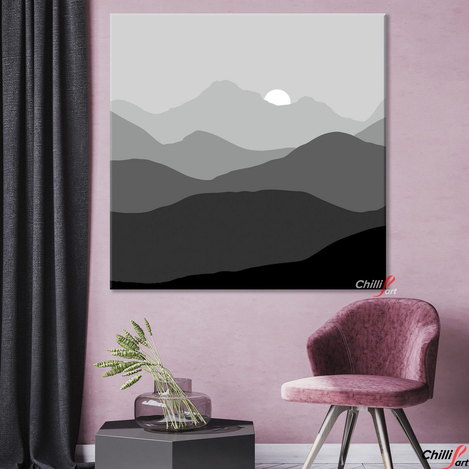 Картина Black and White Mountains