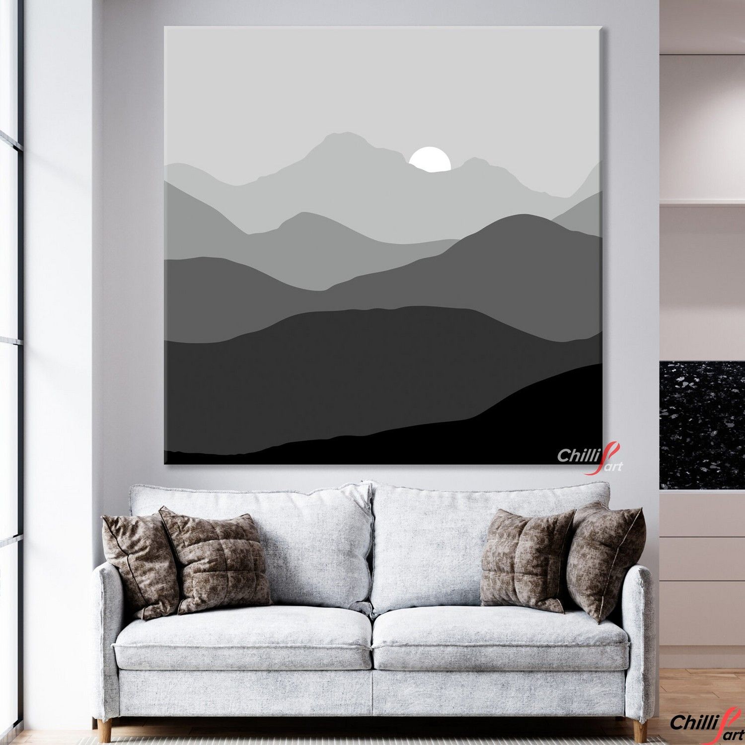 Картина Black and White Mountains