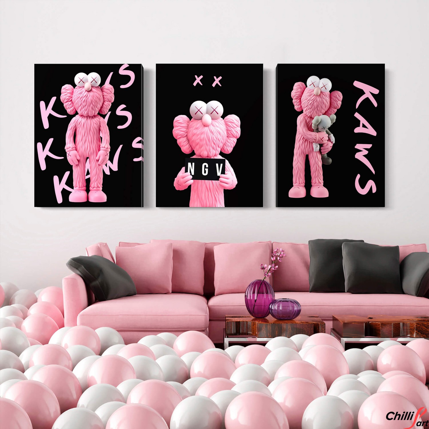 Картина Pink KAWS NGV