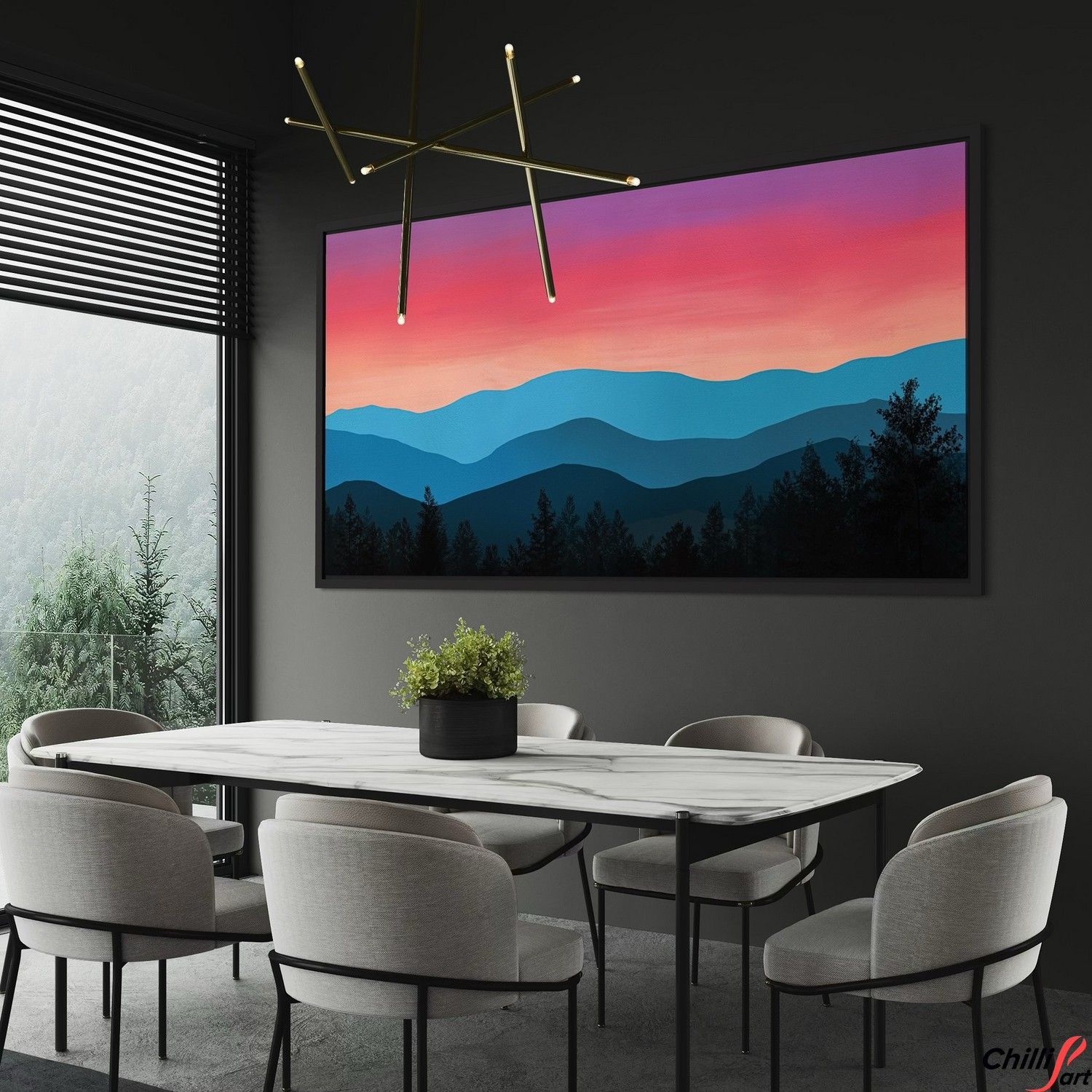 Картина Sunset Mountain Silhouette