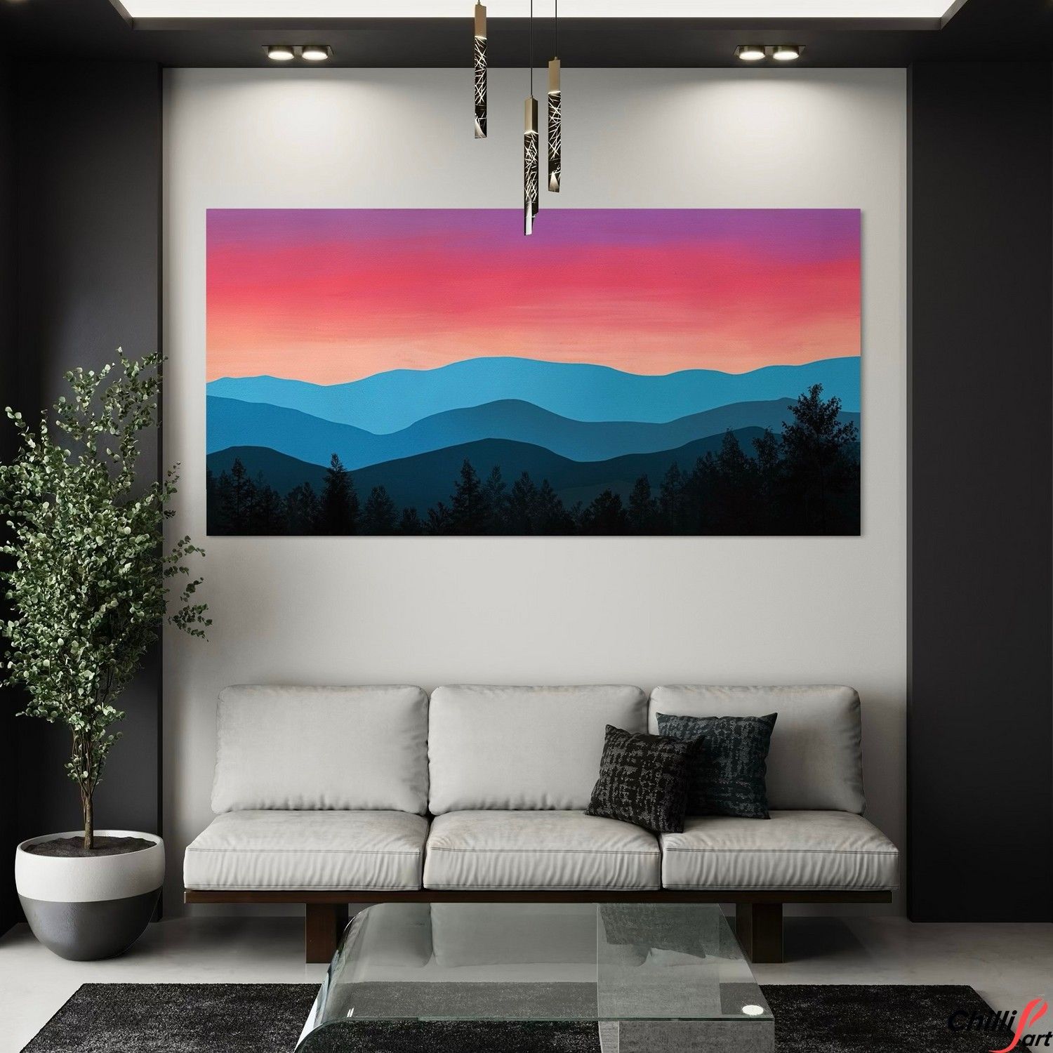 Картина Sunset Mountain Silhouette
