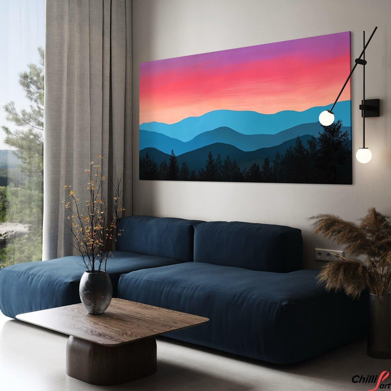 Картина Sunset Mountain Silhouette