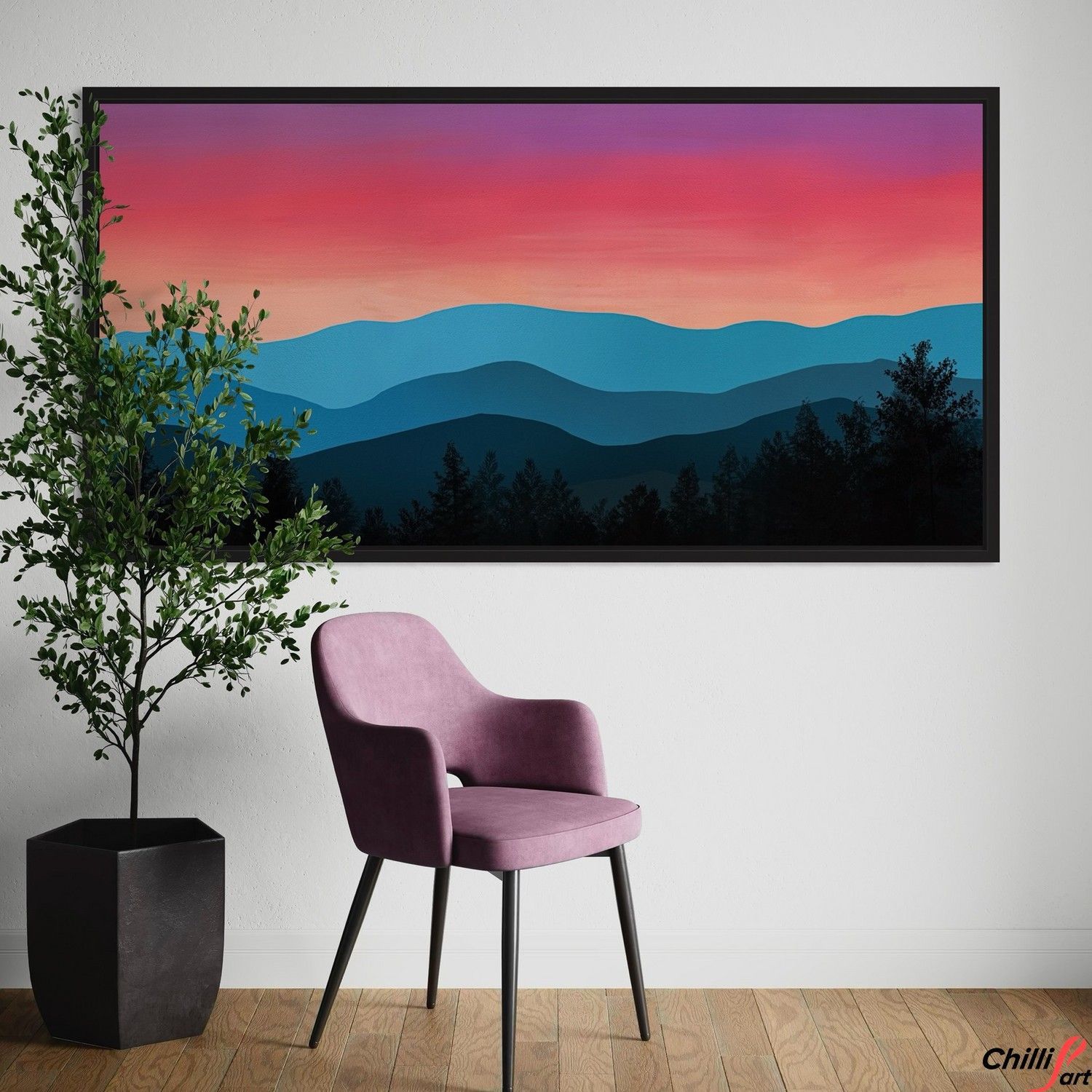 Картина Sunset Mountain Silhouette