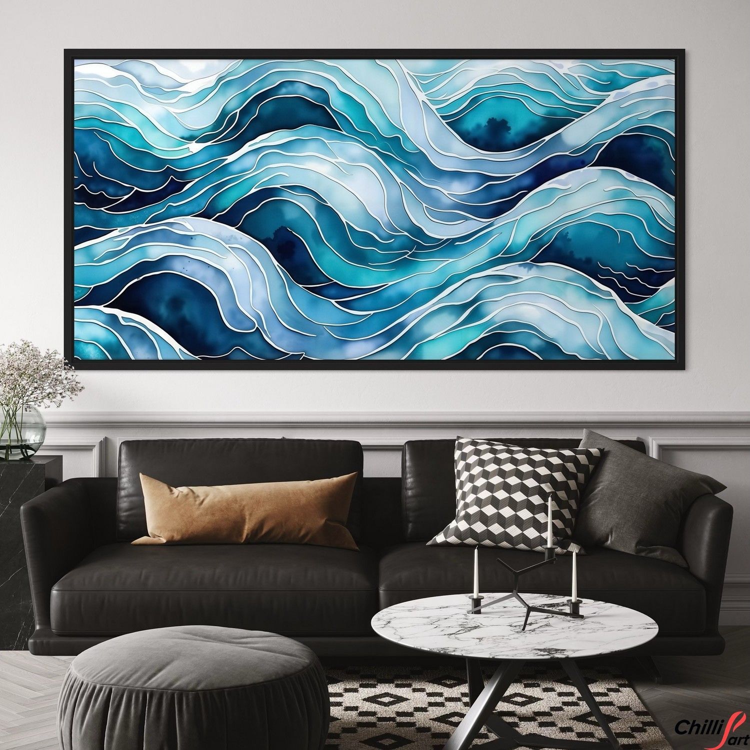Картина Blue Wave Pattern Abstract