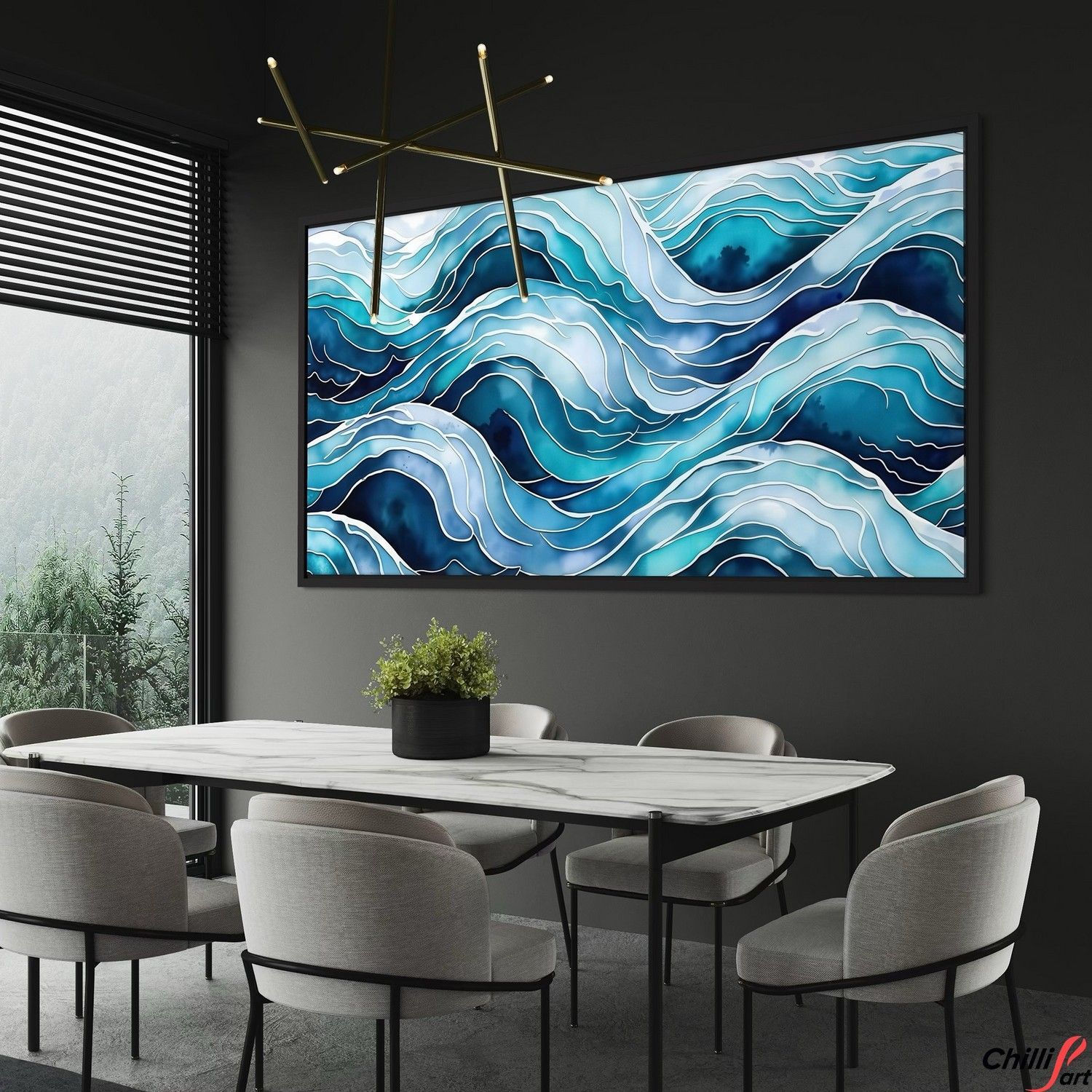 Картина Blue Wave Pattern Abstract