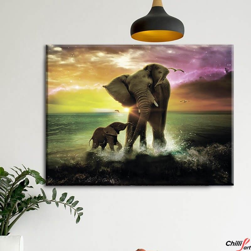 Картина Elephant Sunset