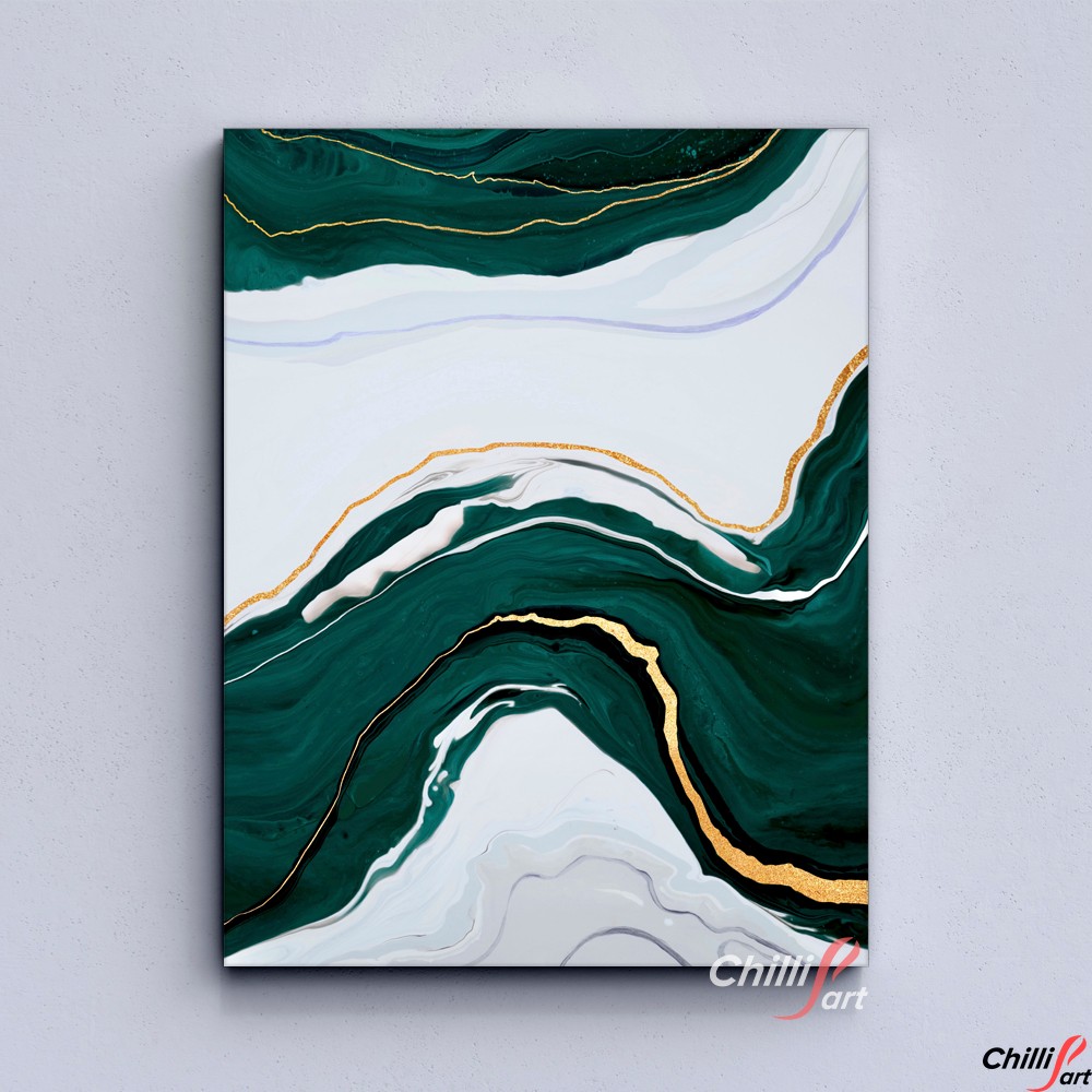 Картина Green & Gold Foil Line Abstract