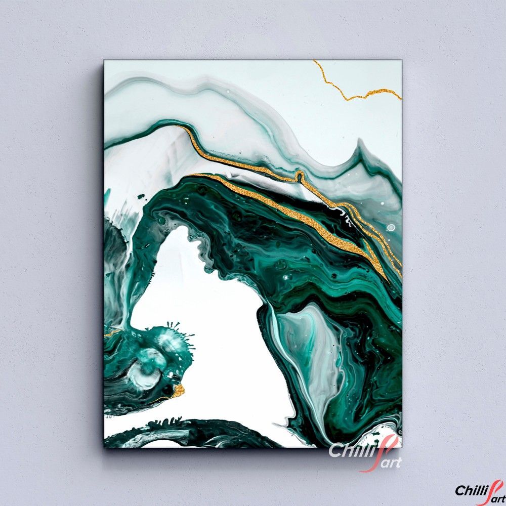 Картина Green & Gold Foil Line Abstract