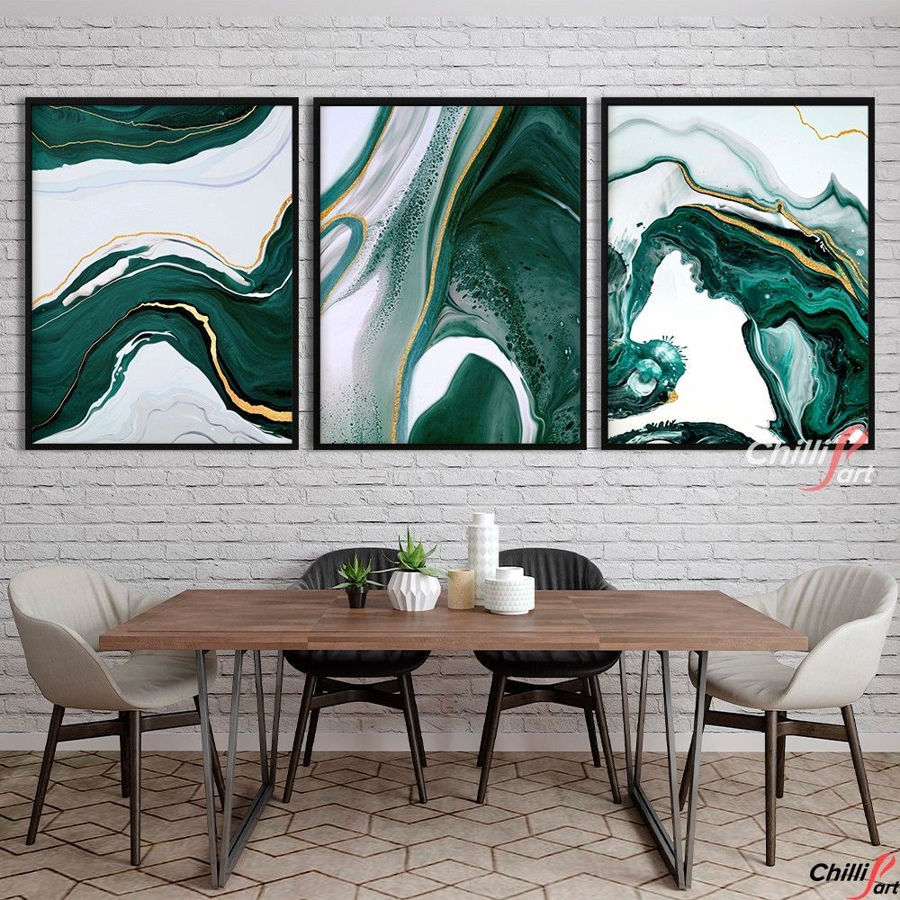 Картина Green & Gold Foil Line Abstract