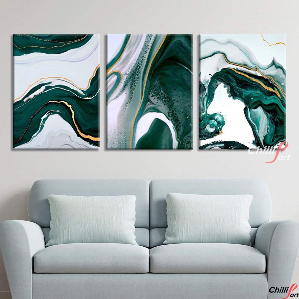 Картина Green & Gold Foil Line Abstract