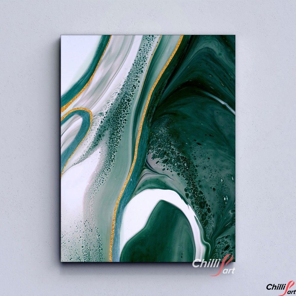 Картина Green & Gold Foil Line Abstract