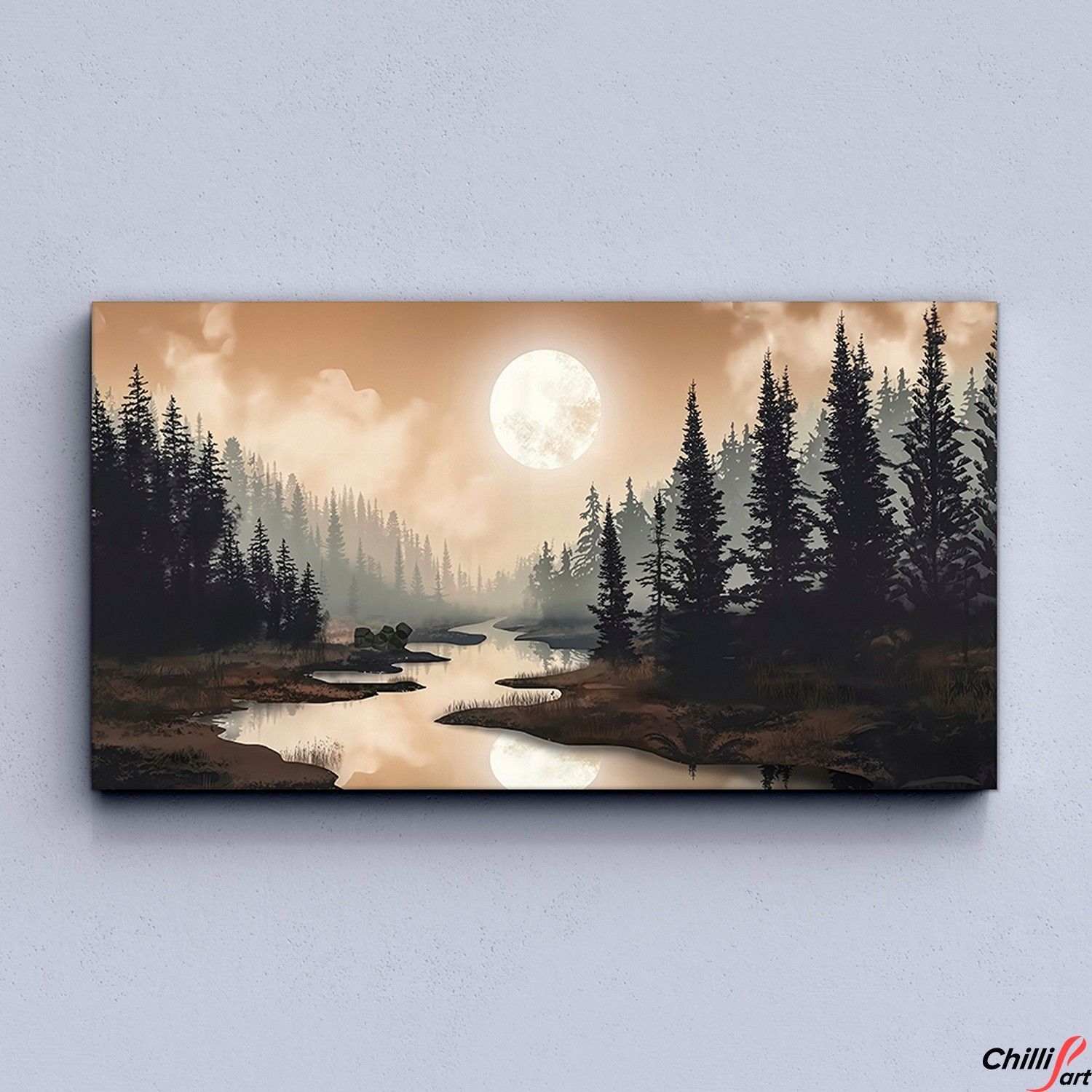 Картина Moonlit Forest River