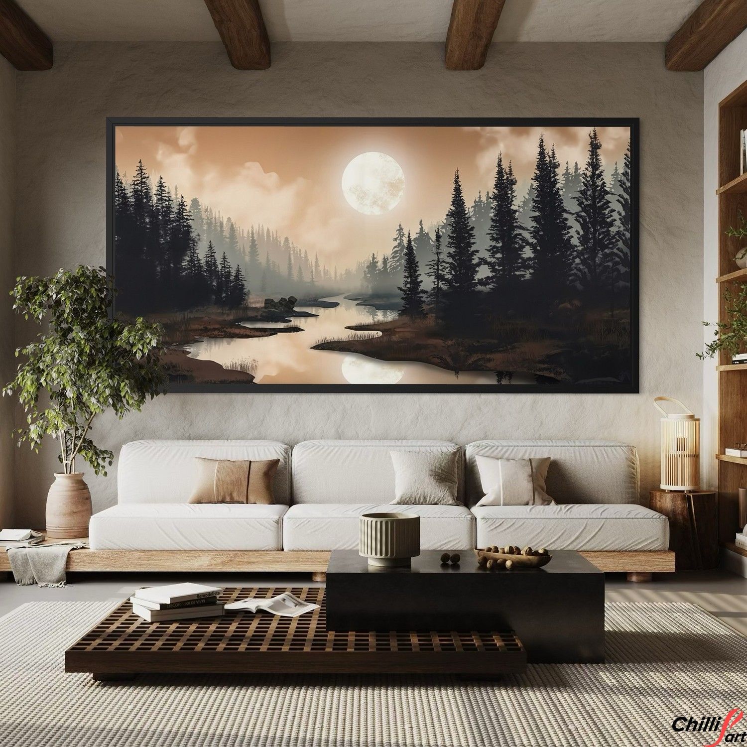 Картина Moonlit Forest River