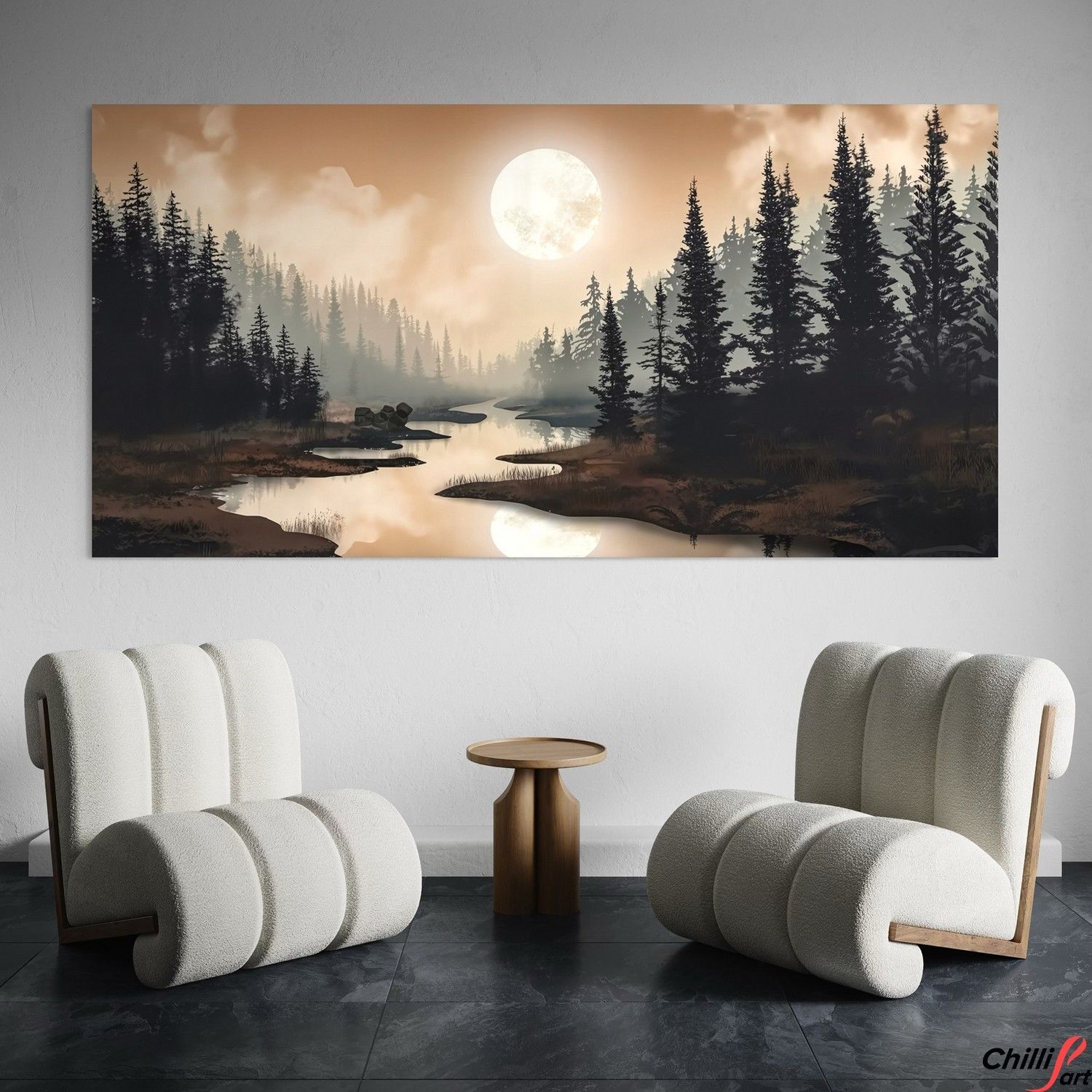 Картина Moonlit Forest River