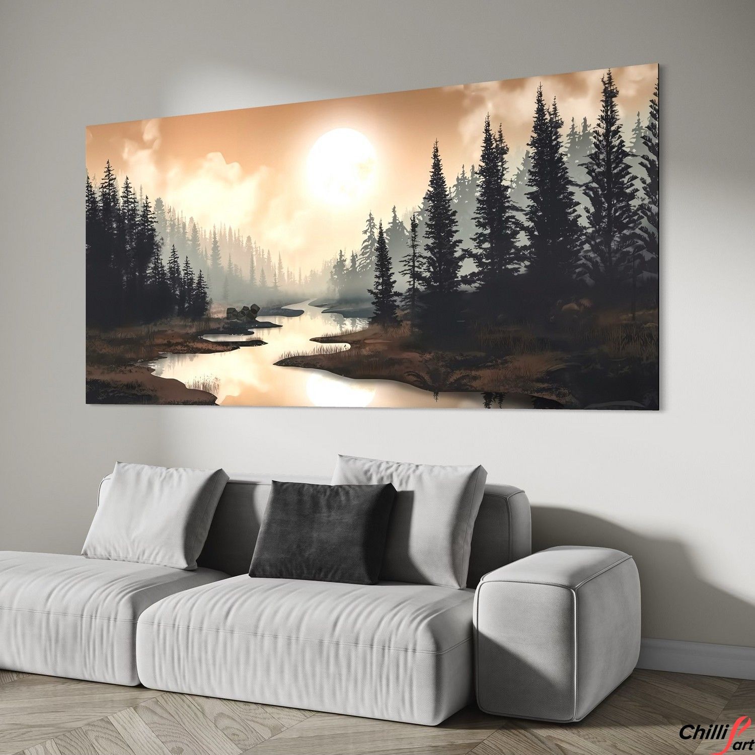 Картина Moonlit Forest River