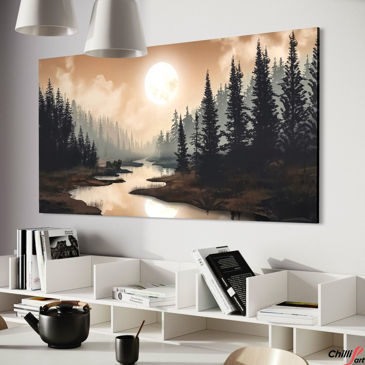 Картина Moonlit Forest River