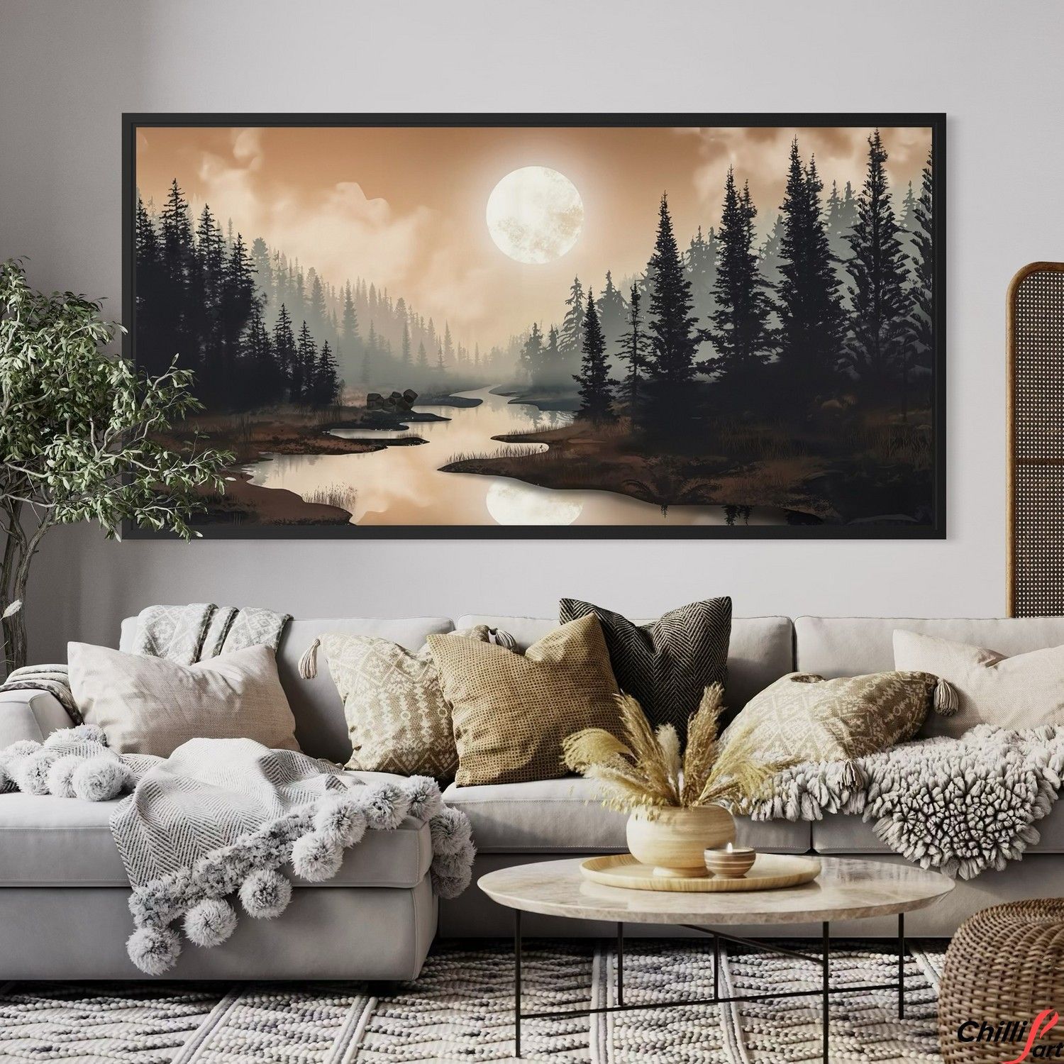 Картина Moonlit Forest River