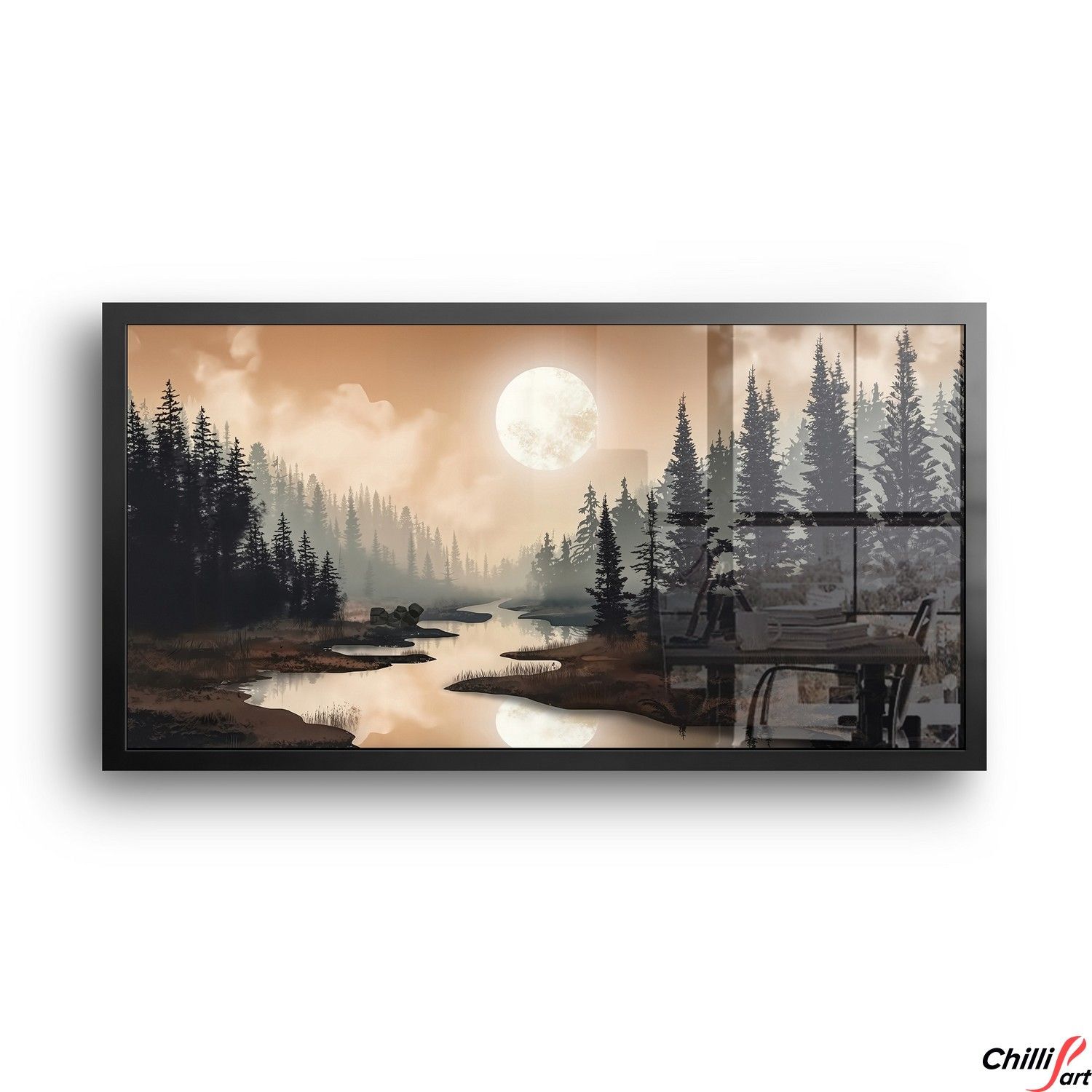 Картина Moonlit Forest River