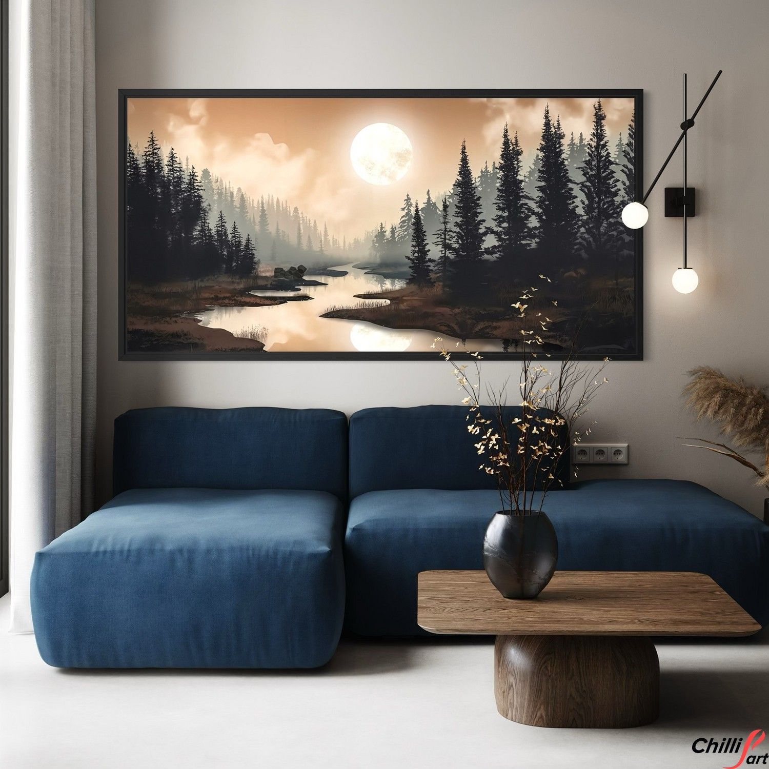 Картина Moonlit Forest River