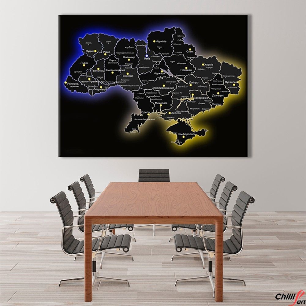 Картина Ukraine Black Map - 45х60 см - Без рамки