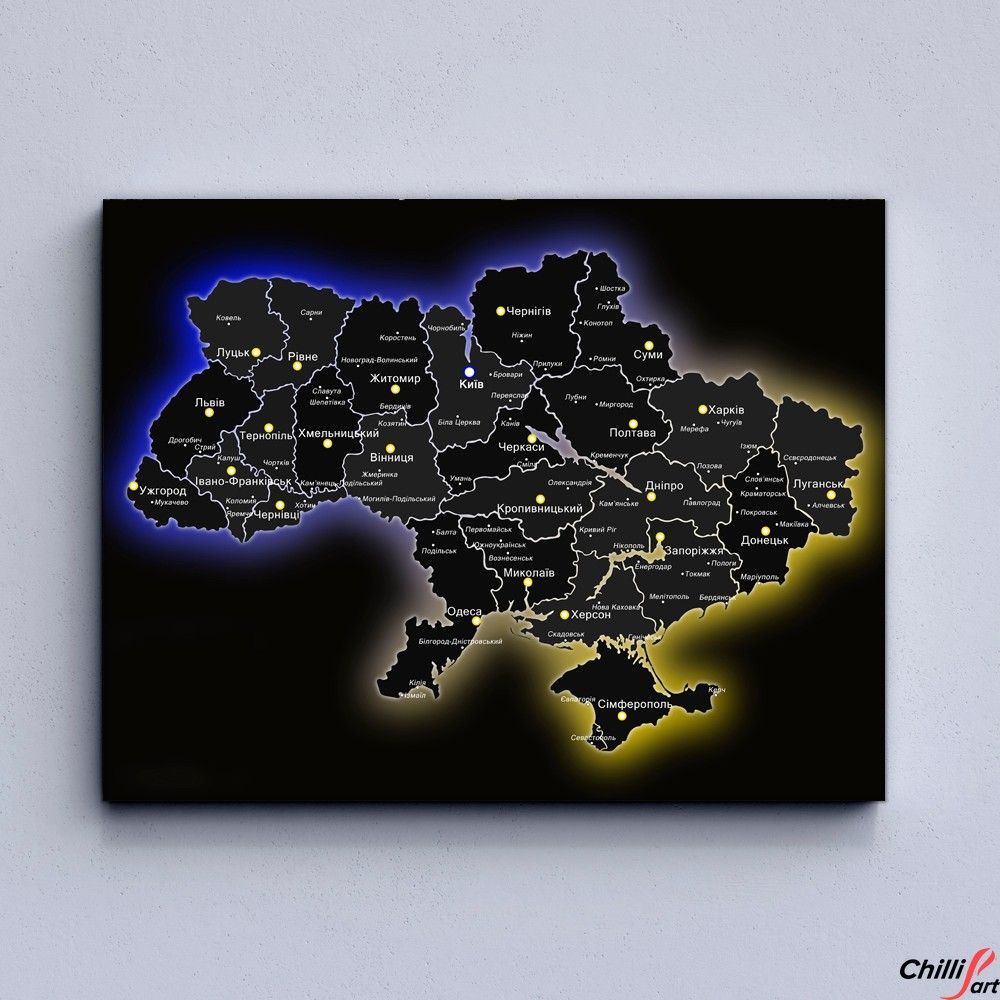 Картина Ukraine Black Map - 45х60 см - Без рамки
