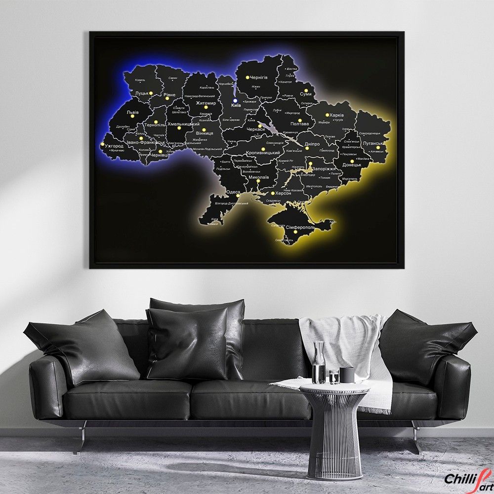 Картина Ukraine Black Map - 45х60 см - Без рамки