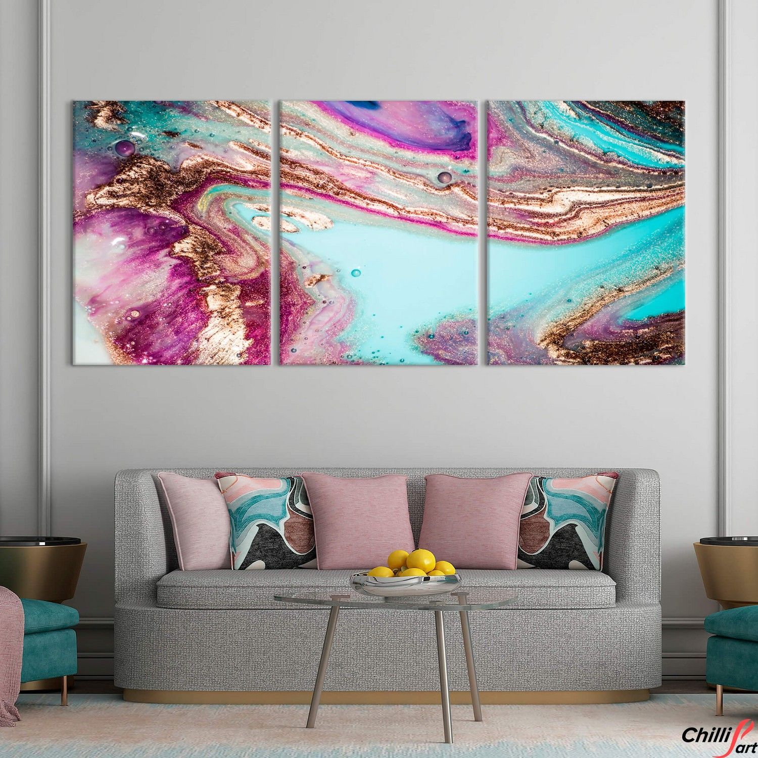 Картина Fluid Art - 3 картины 110х150 см - Без рамки