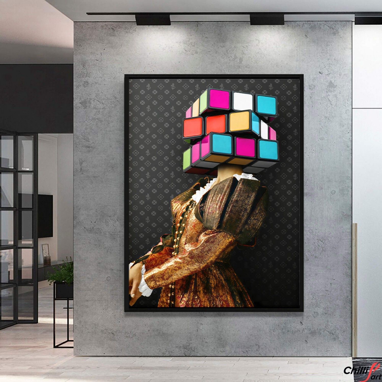 Картина Girl with Rubiks Cube