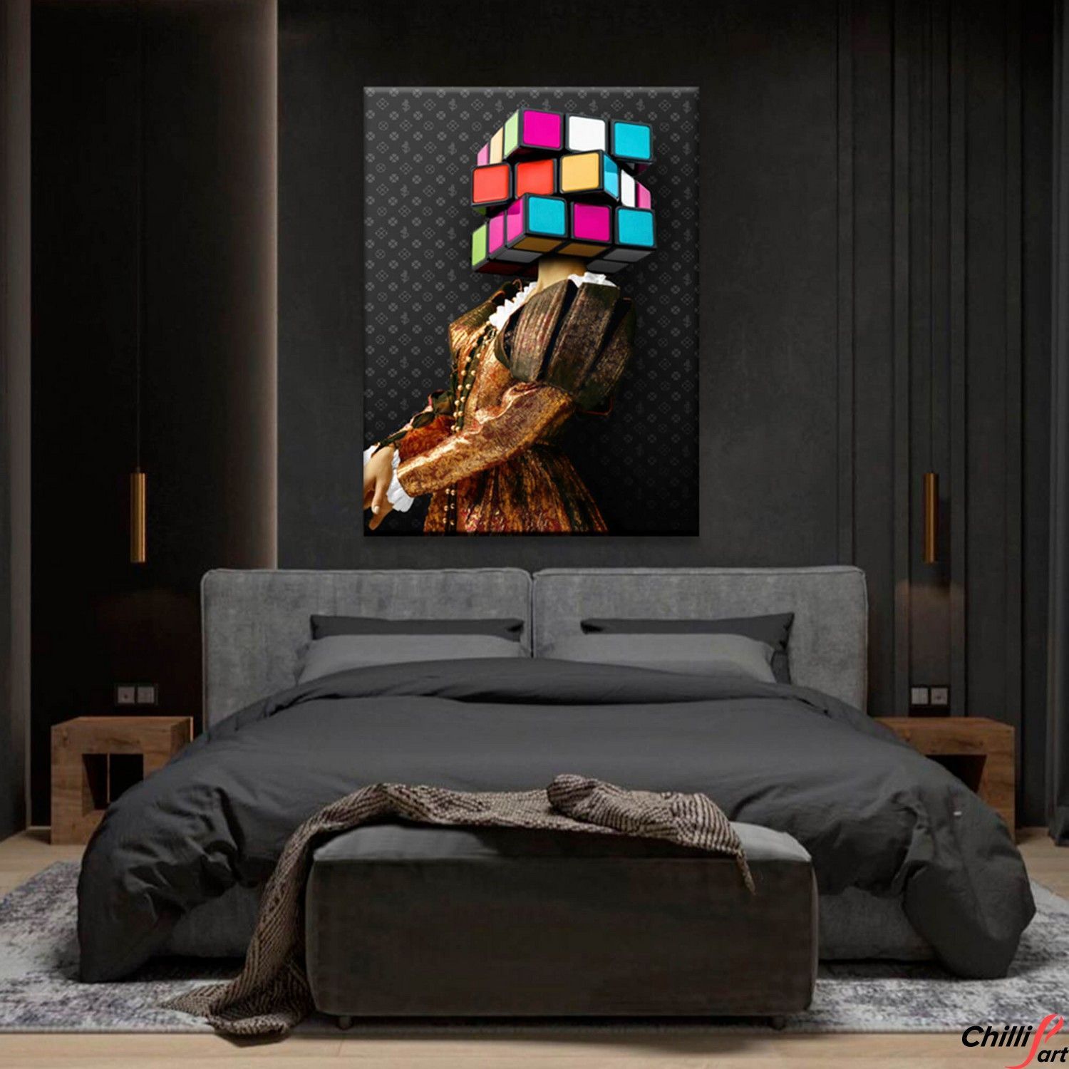 Картина Girl with Rubiks Cube