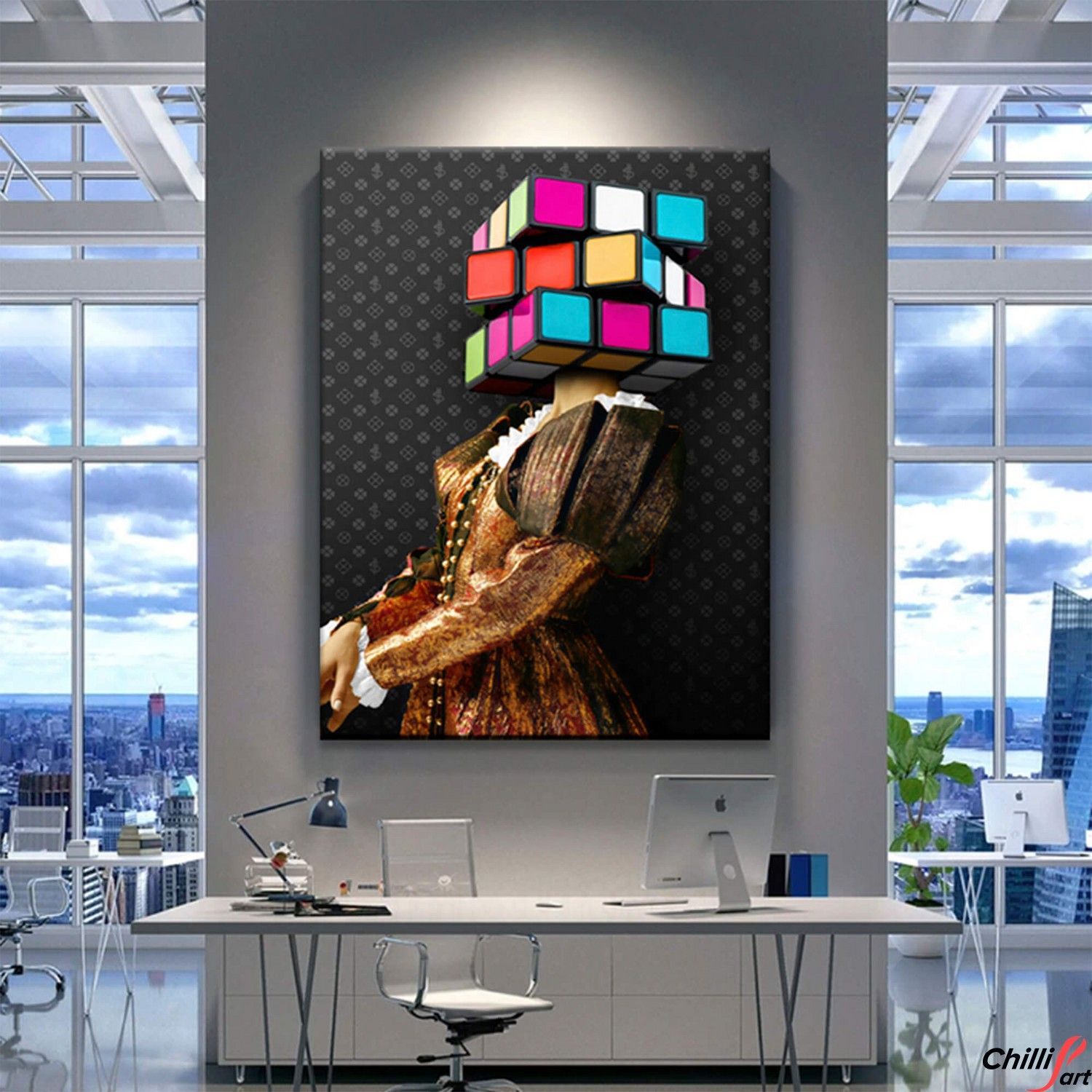 Картина Girl with Rubiks Cube