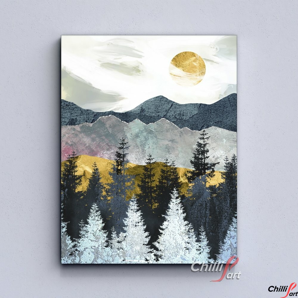 Картина Abstract forest and mountains
