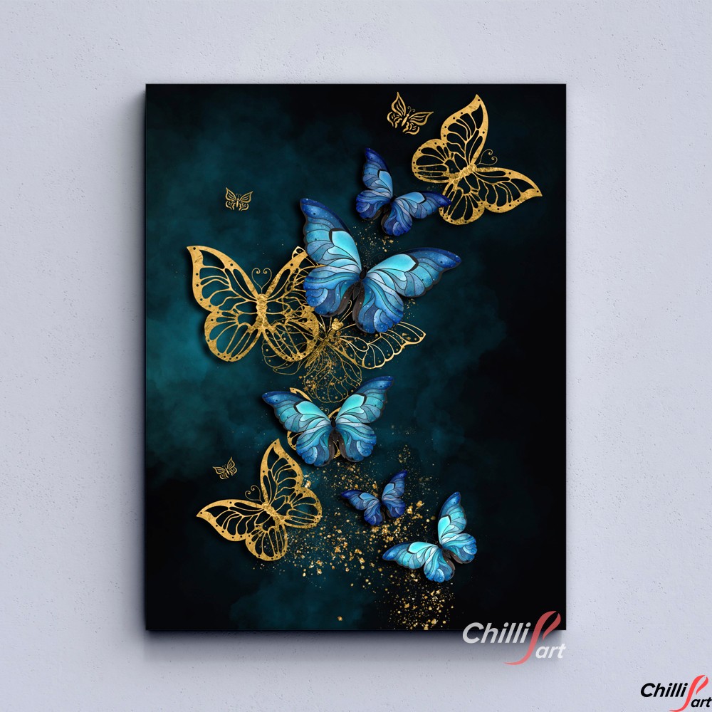 Картина Modern Blue & Gold Butterfly
