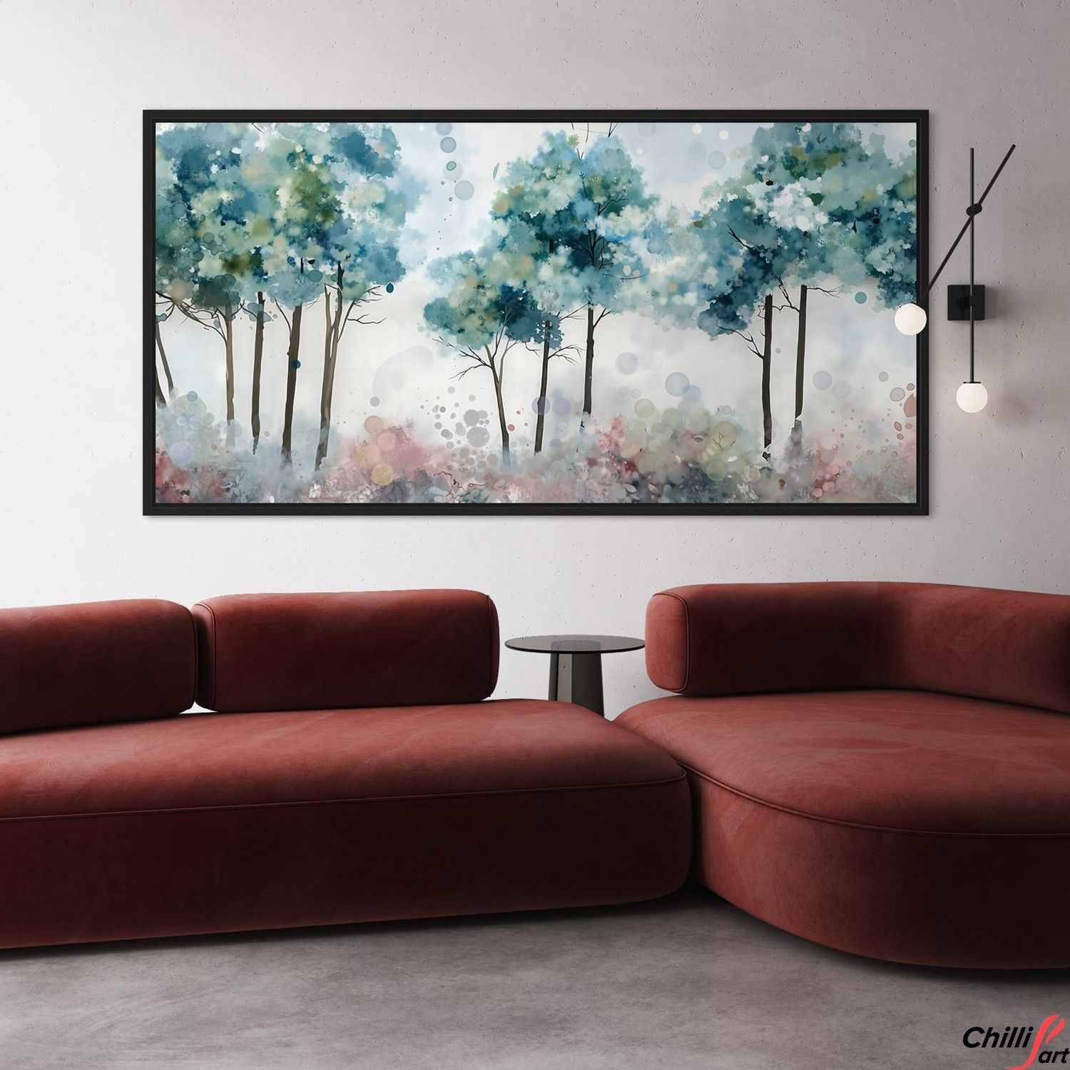Картина Watercolor Woodland Landscape