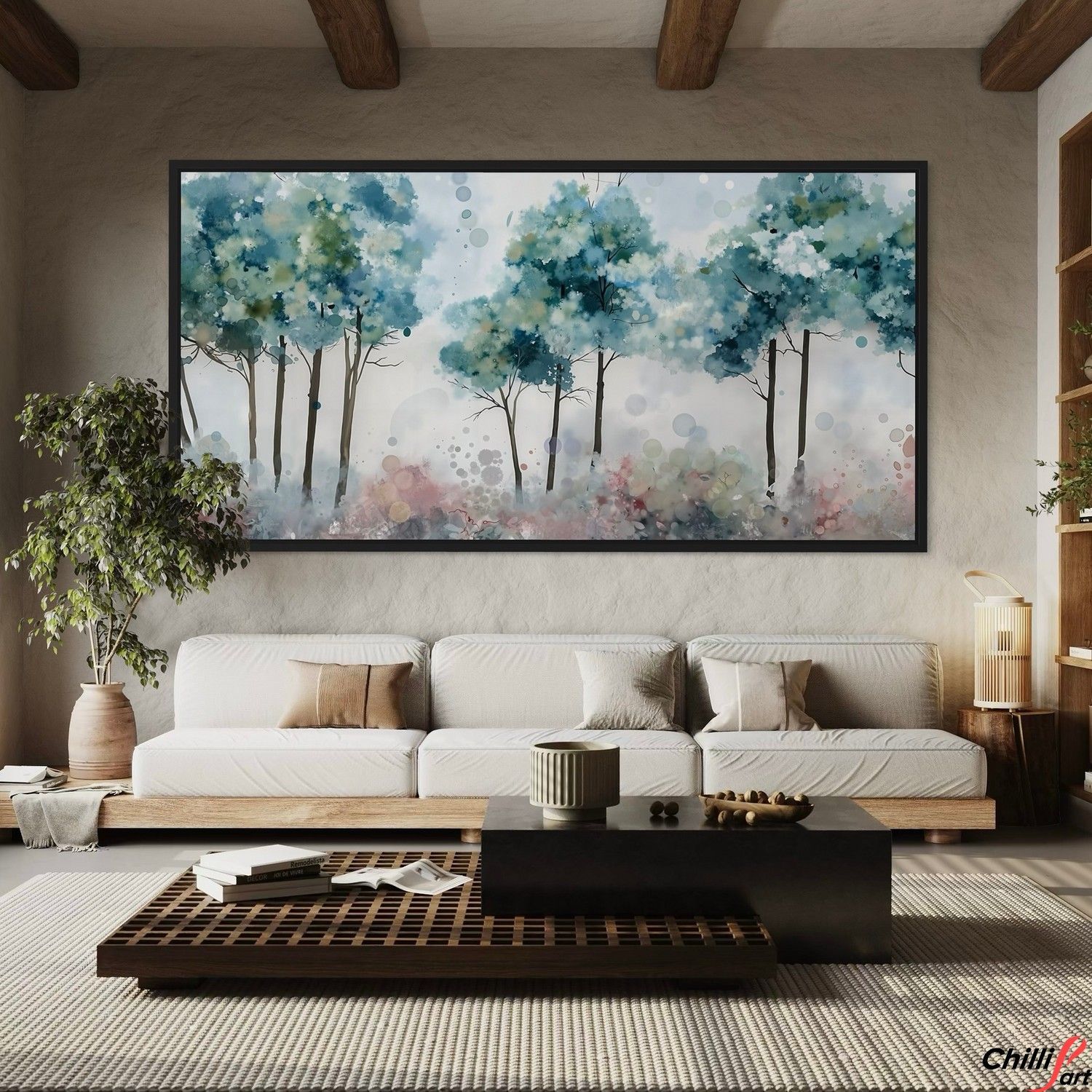 Картина Watercolor Woodland Landscape