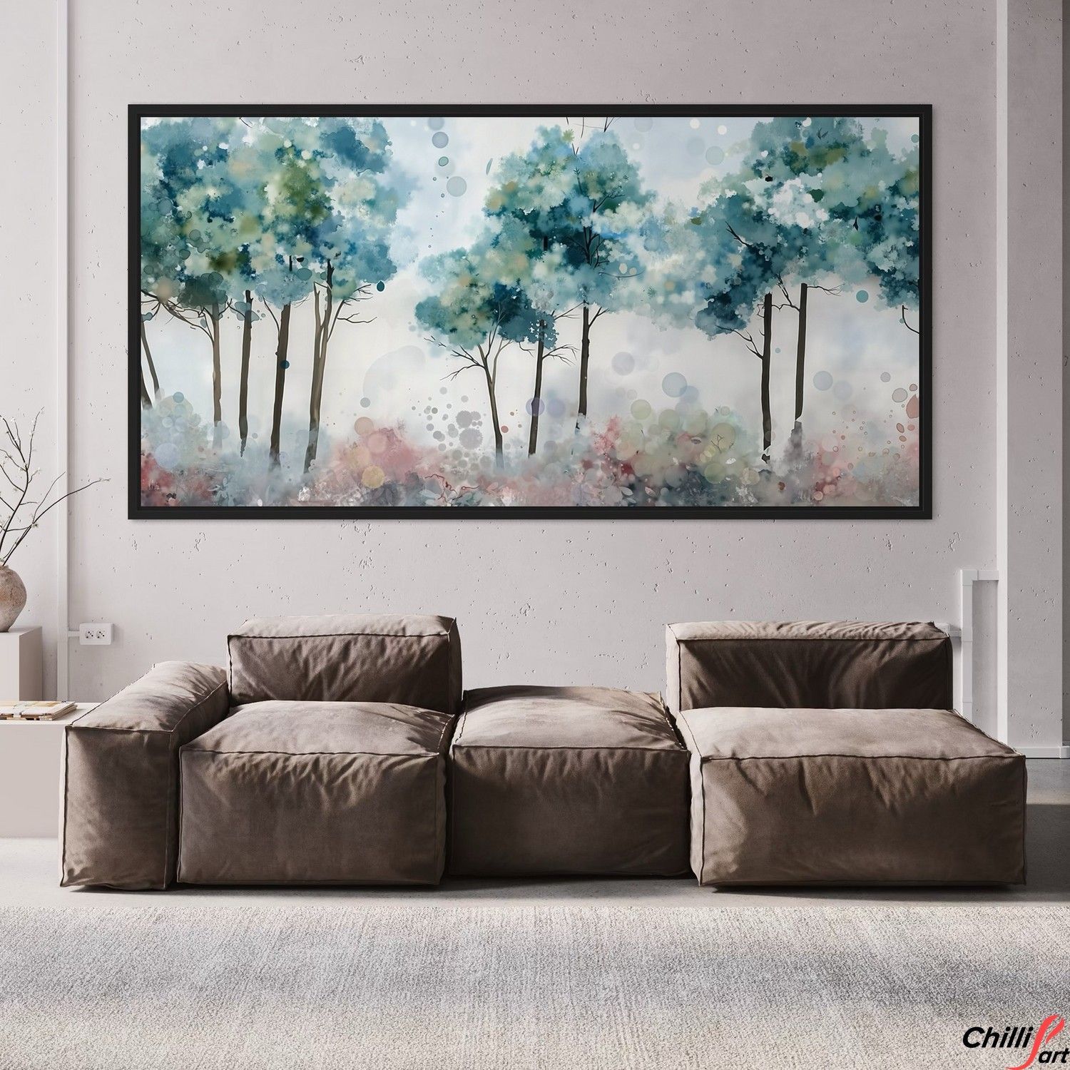 Картина Watercolor Woodland Landscape