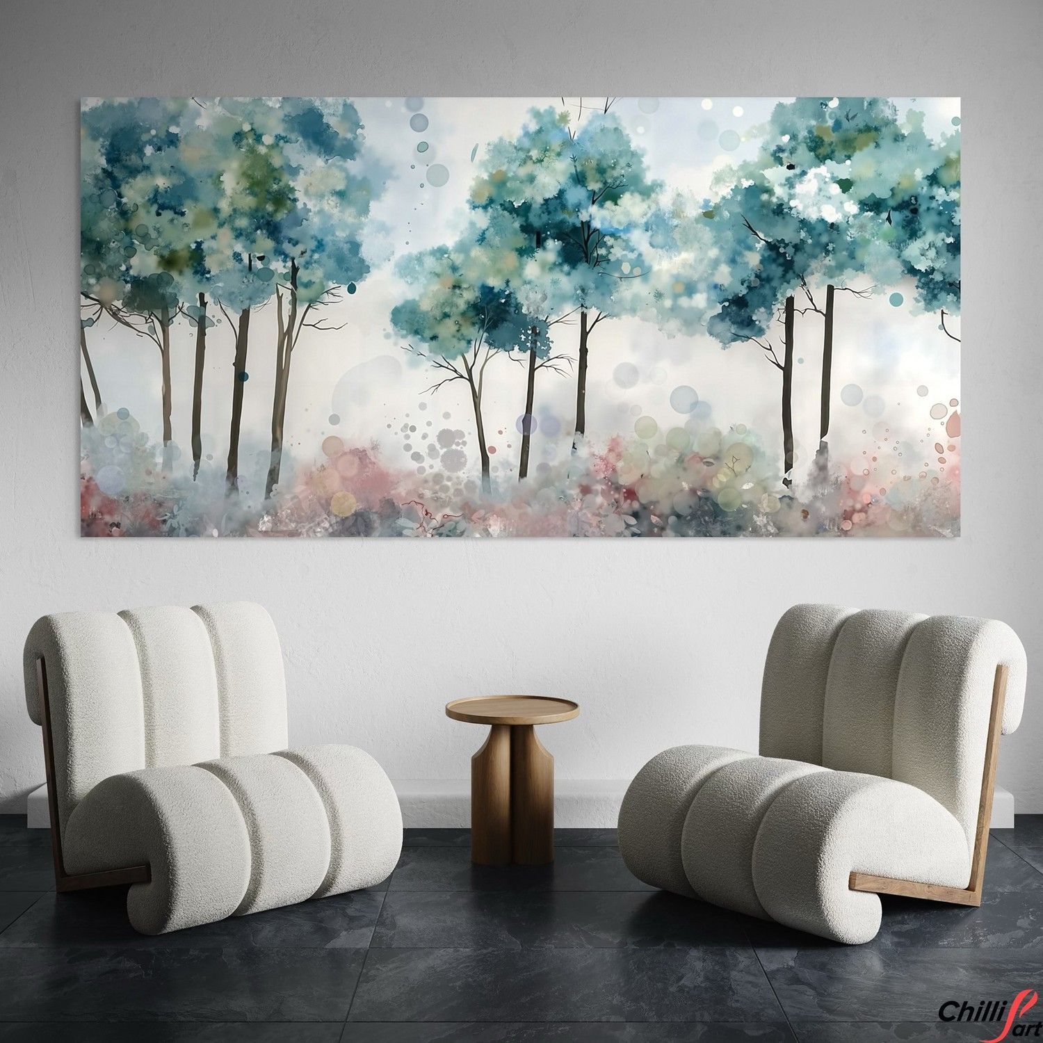 Картина Watercolor Woodland Landscape