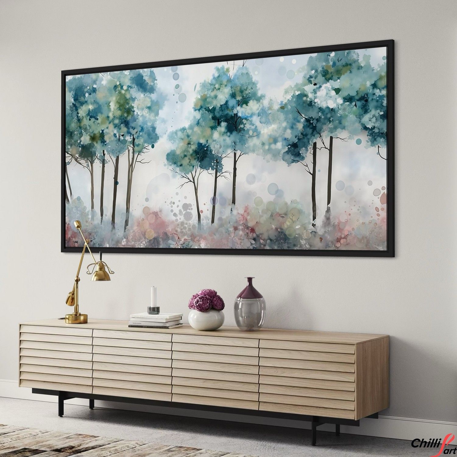 Картина Watercolor Woodland Landscape