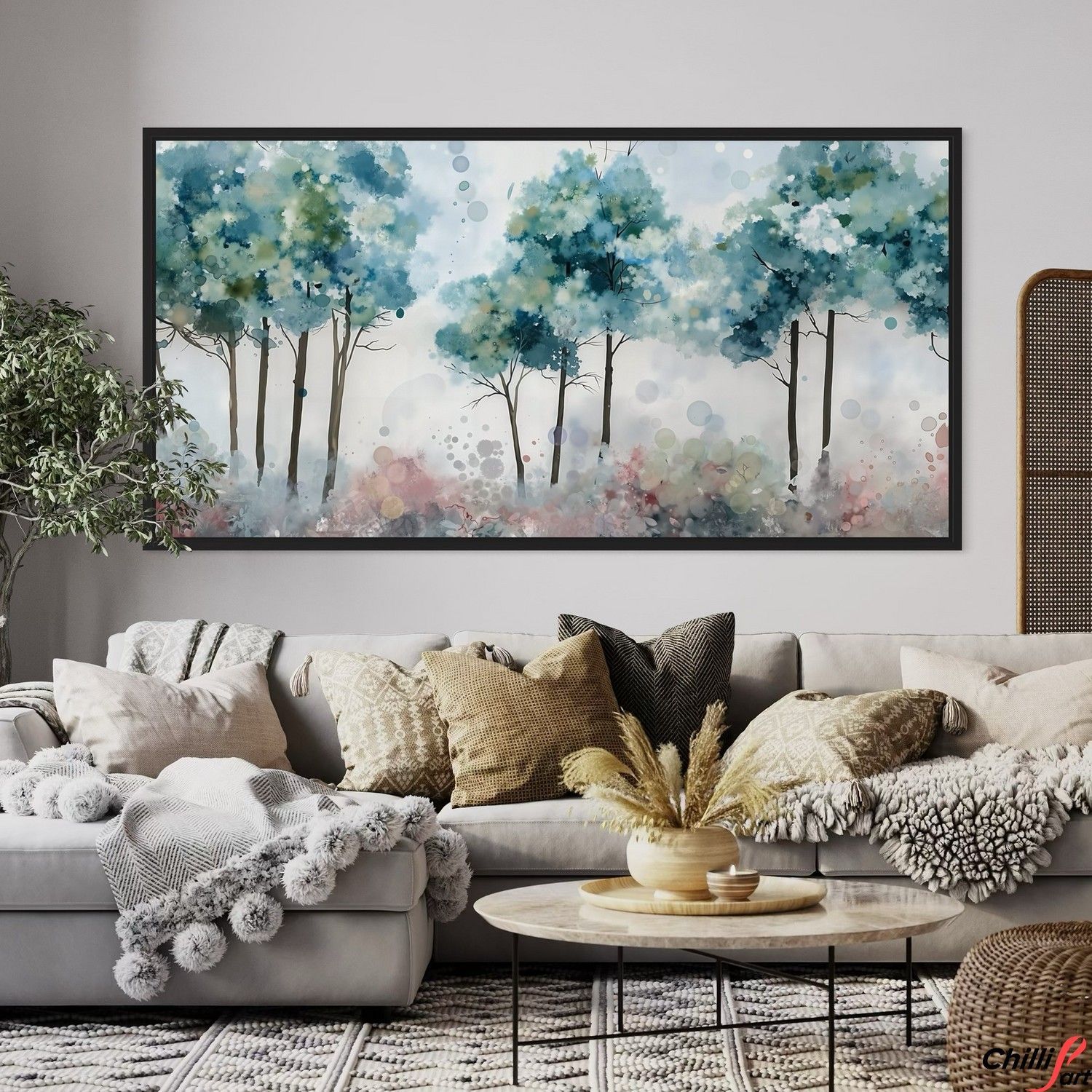 Картина Watercolor Woodland Landscape